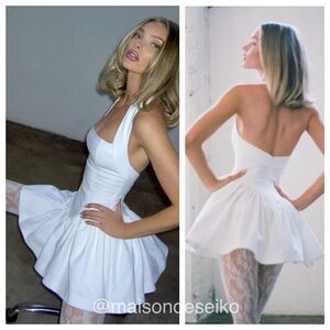 NWT Helsa Mini Dress White Faille Halter Bridal Wedding size M
